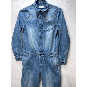 Abercrombie Fitch Denim Jumpsuit Utility Cargo‎ Pockets Washed Blue Size Small